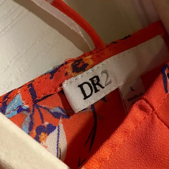 DR2 Bright Orange Floral Blouse - Picture 2 of 4
